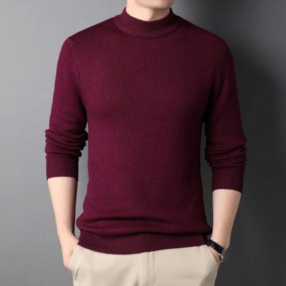 เสื้อสเวตเตอร์ถักผ้าวูลคอเต่าเบสิคสำหรับผู้ชาย