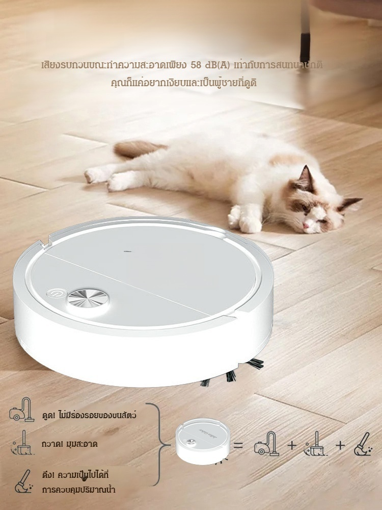 หุ่นยนต์ดูดฝุ่น กำลังแรงเสียงเบาและกำจัดเชื้อโรค
