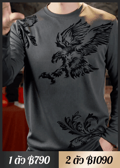 【รุ่นฮิตขายดี】เสื้อสวมหัวลายพิมพ์นกอินทรีสไตล์ธุรกิจ