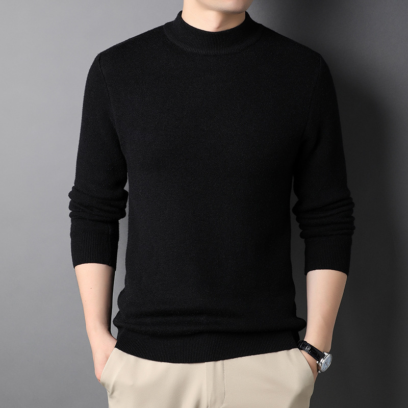 เสื้อสเวตเตอร์ถักผ้าวูลคอเต่าเบสิคสำหรับผู้ชาย