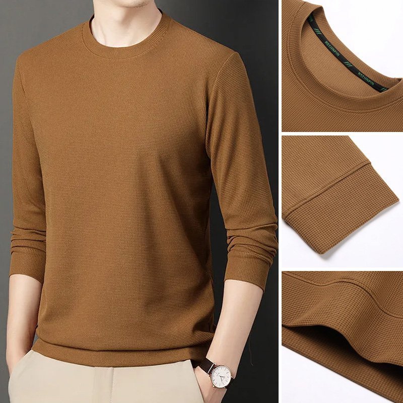 เสื้อปกคอกลมสีทึบที่ผู้ชายต้องมีสำหรับฤดูใบไม้ร่วง