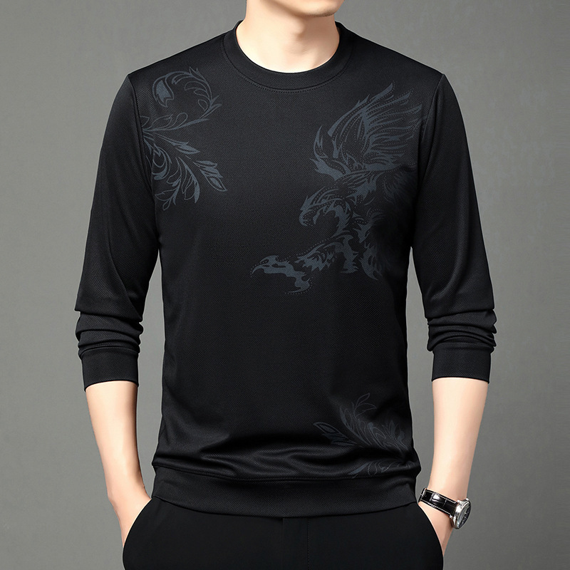 【รุ่นฮิตขายดี】เสื้อสวมหัวลายพิมพ์นกอินทรีสไตล์ธุรกิจ