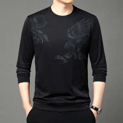 【รุ่นฮิตขายดี】เสื้อสวมหัวลายพิมพ์นกอินทรีสไตล์ธุรกิจ