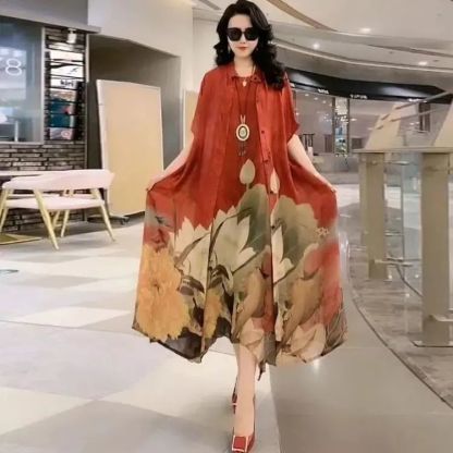 【ซื้อ 1 ได้ 2】ชุดเดรสผ้าไหม เนื้อผ้าถนอมผิว