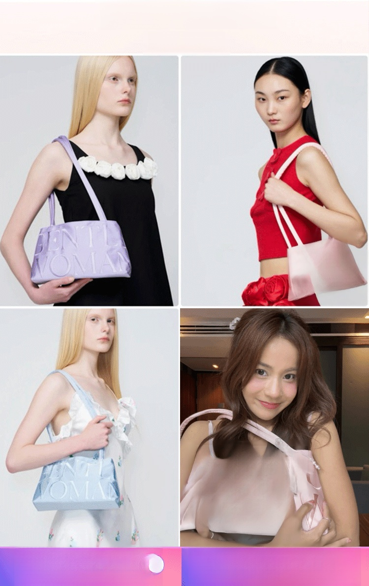 【ขายฮิตบนติ๊กต๊อก】กระเป๋าถือผ้าซาตินปักลาย ความจุสูง