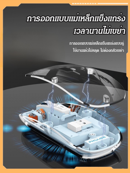 เมาส์แบบใสไร้สายแบบแม่เหล็ก