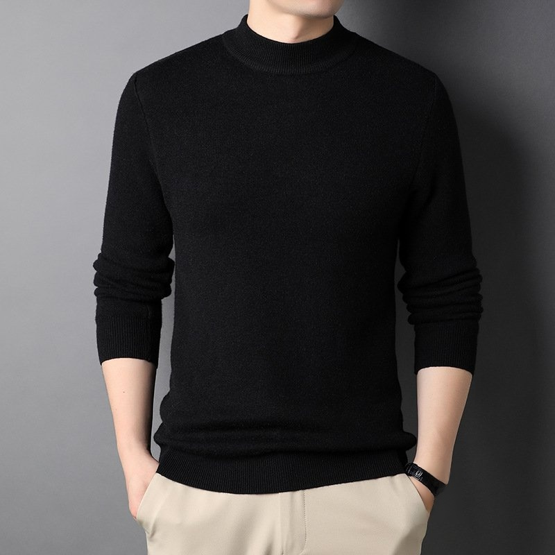 เสื้อสเวตเตอร์ถักผ้าวูลคอเต่าเบสิคสำหรับผู้ชาย