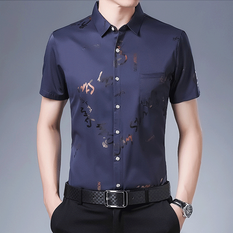 เสื้อเชิ้ตแขนสั้นผู้ชายรุ่นบาง