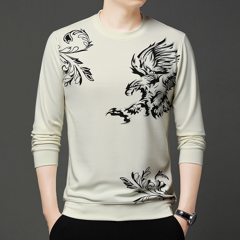 【รุ่นฮิตขายดี】เสื้อสวมหัวลายพิมพ์นกอินทรีสไตล์ธุรกิจ