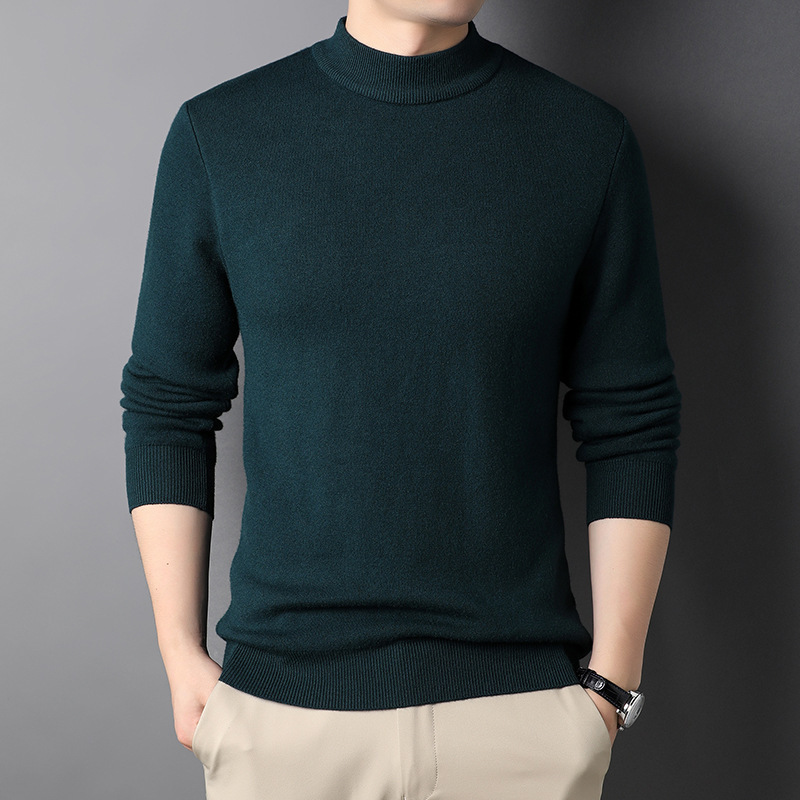 เสื้อสเวตเตอร์ถักผ้าวูลคอเต่าเบสิคสำหรับผู้ชาย