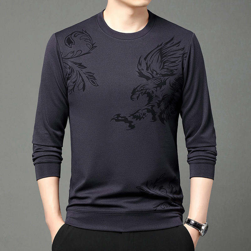 【รุ่นฮิตขายดี】เสื้อสวมหัวลายพิมพ์นกอินทรีสไตล์ธุรกิจ