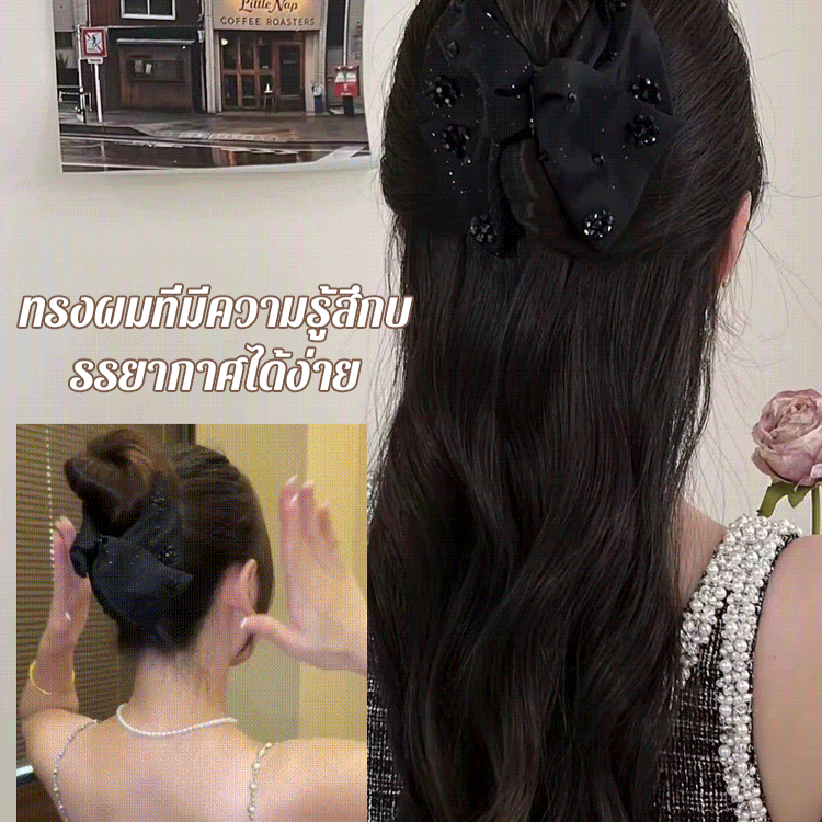กิ๊บติดผมผ้าซาตินแต่งโบว์