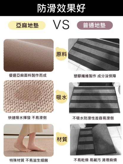 亞麻編製吸水速乾地墊