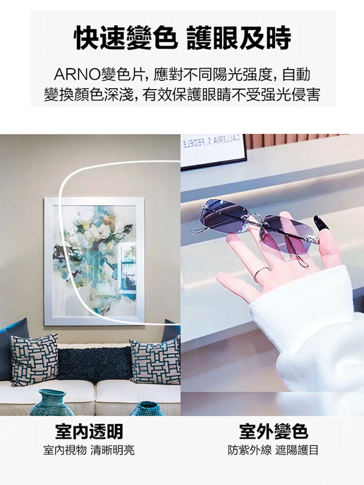 智慧變色變焦超清無框老花眼鏡