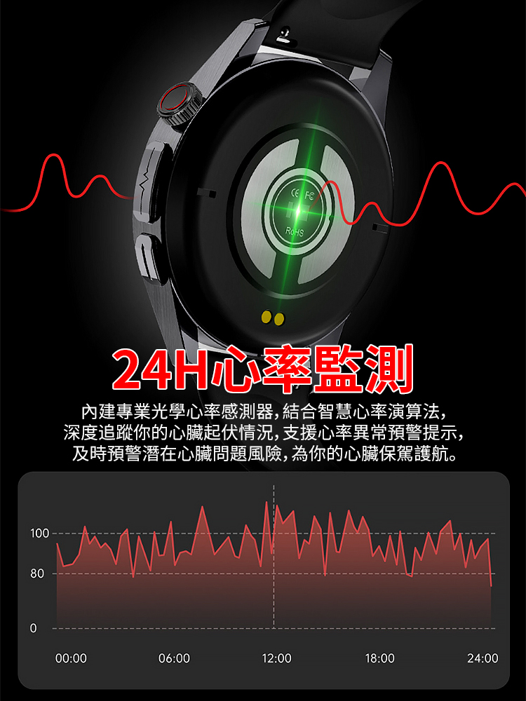 鋼帶Watch4 Pro血糖手錶，先進的醫療人工智慧監測您的健康狀況，提供即時健康信息，戴在手腕上它能精準追踪24項重要的健康指標