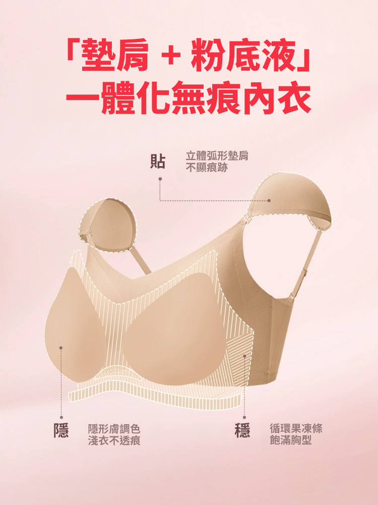 隱形墊肩粉底液直角肩內衣