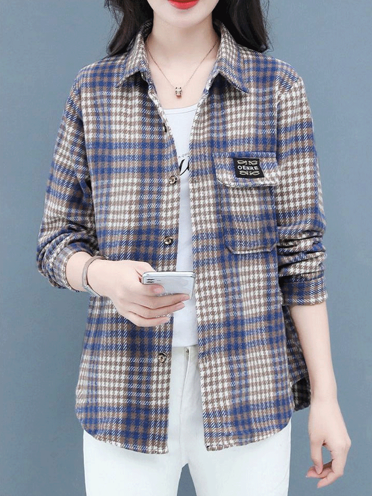 休閒百搭格紋襯衫