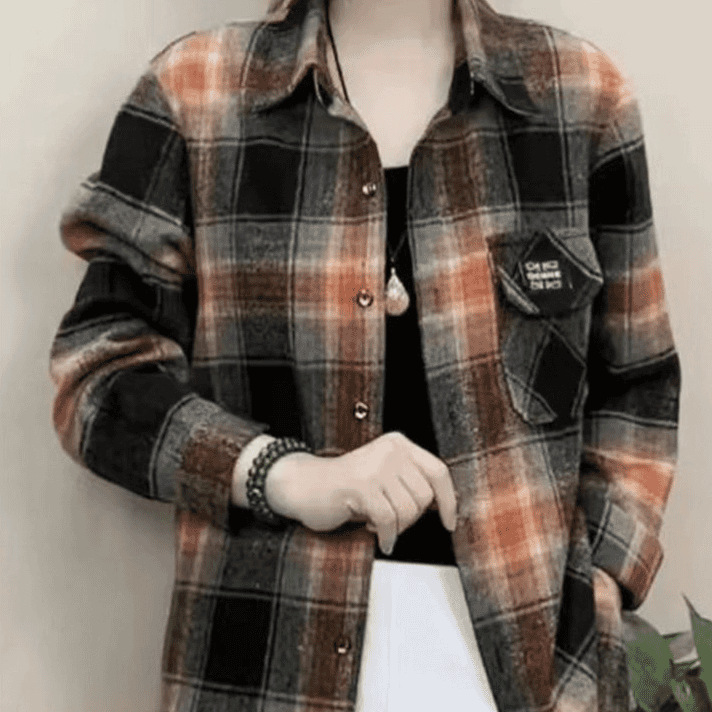 休閒百搭格紋襯衫