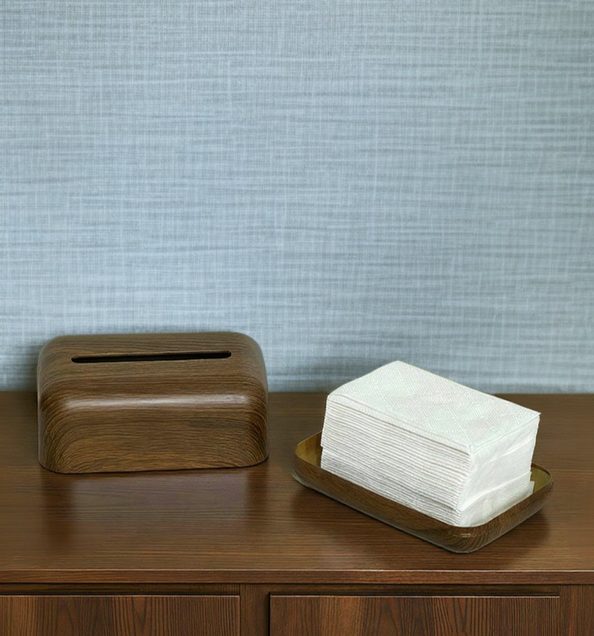 Home desktop tissue box with drawer feature