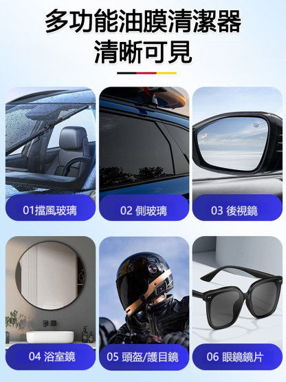 強力汽車玻璃油膜清潔刷-輕鬆去除車窗上難以看見的油膜和車內頑固污垢。