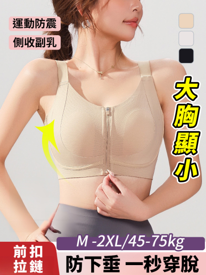 【大胸顯小】收副乳防下垂前拉鍊內衣