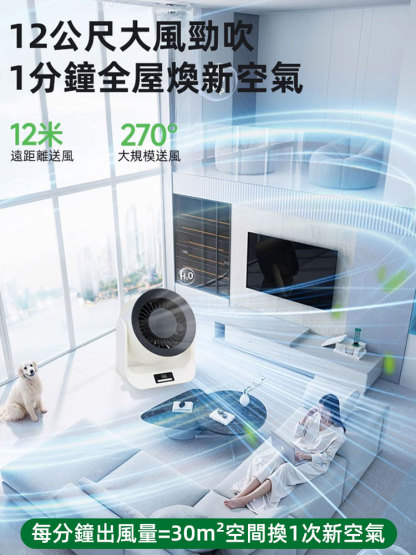 速冷循環渦輪兩用風扇-最新科技，3秒速冷，全屋降溫 大風力，超靜音，低耗能，一月只用一度電