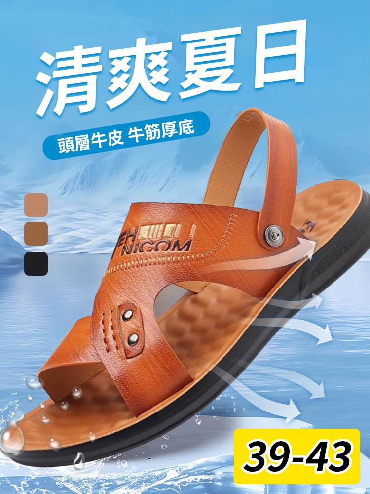 限時瘋搶!義大利男士牛皮涼鞋,錯過等一年