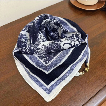 新款「小金球」磁吸扣高級絲棉圍巾