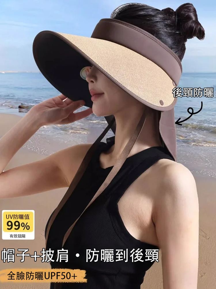 空頂防曬帽草編帽