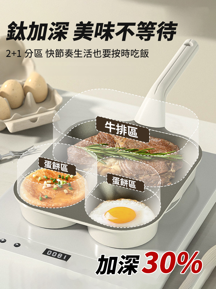 零塗層 鈦陶瓷三合一多用不沾煎鍋