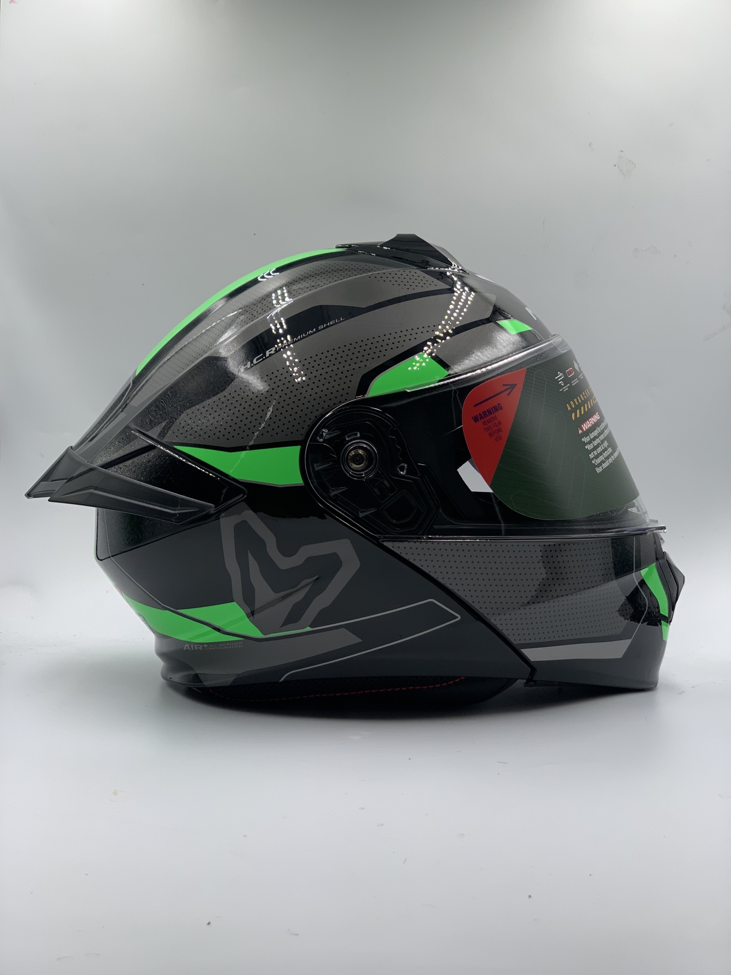 MHR Helmet Fullface Flip-Up GTZ Glossy Black/Green Graphic
