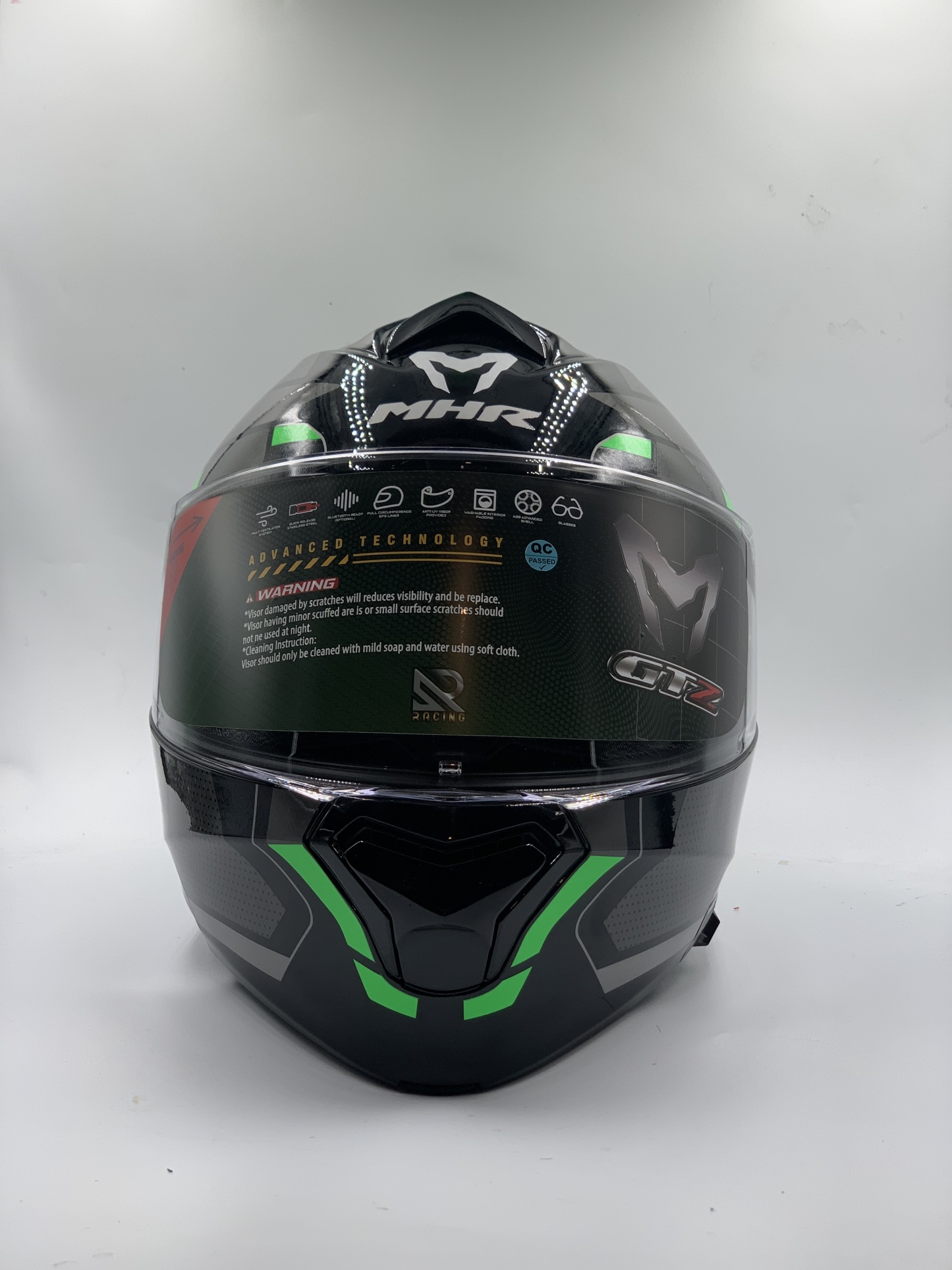 MHR Helmet Fullface Flip-Up GTZ Glossy Black/Green Graphic