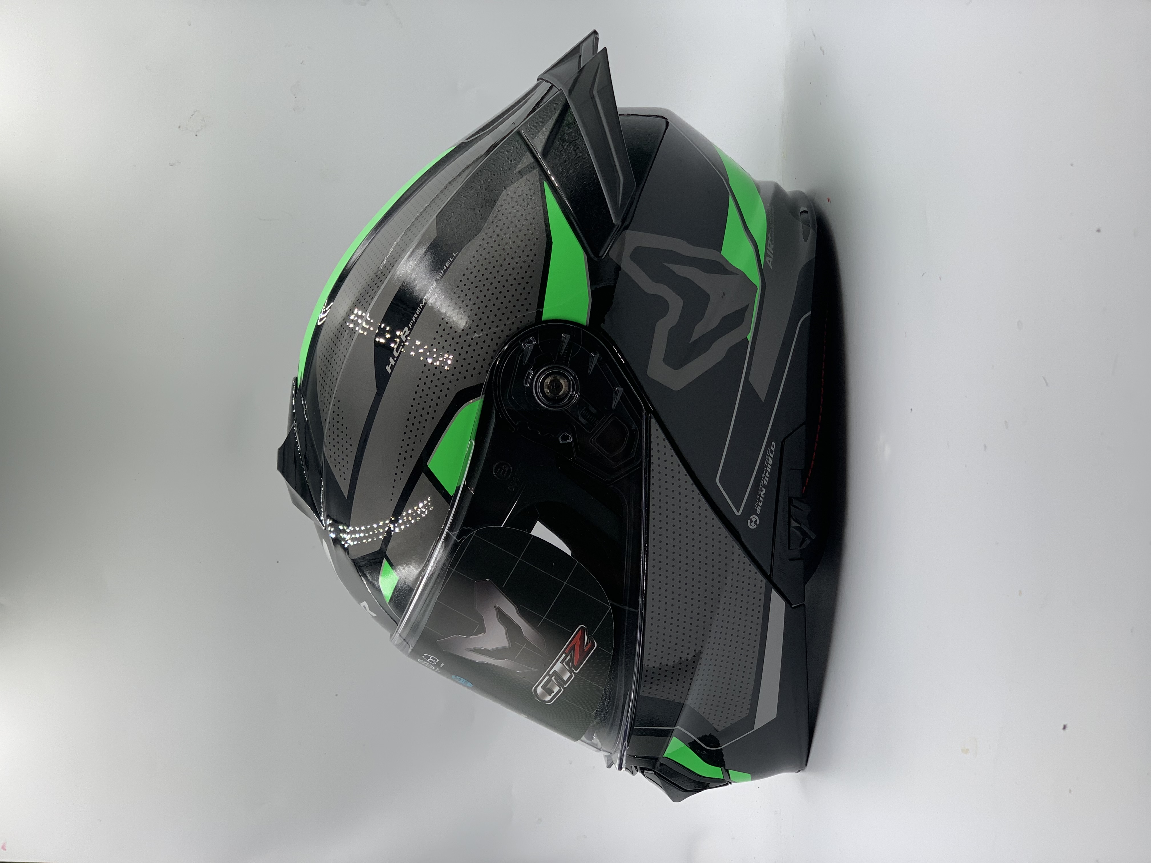MHR Helmet Fullface Flip-Up GTZ Glossy Black/Green Graphic