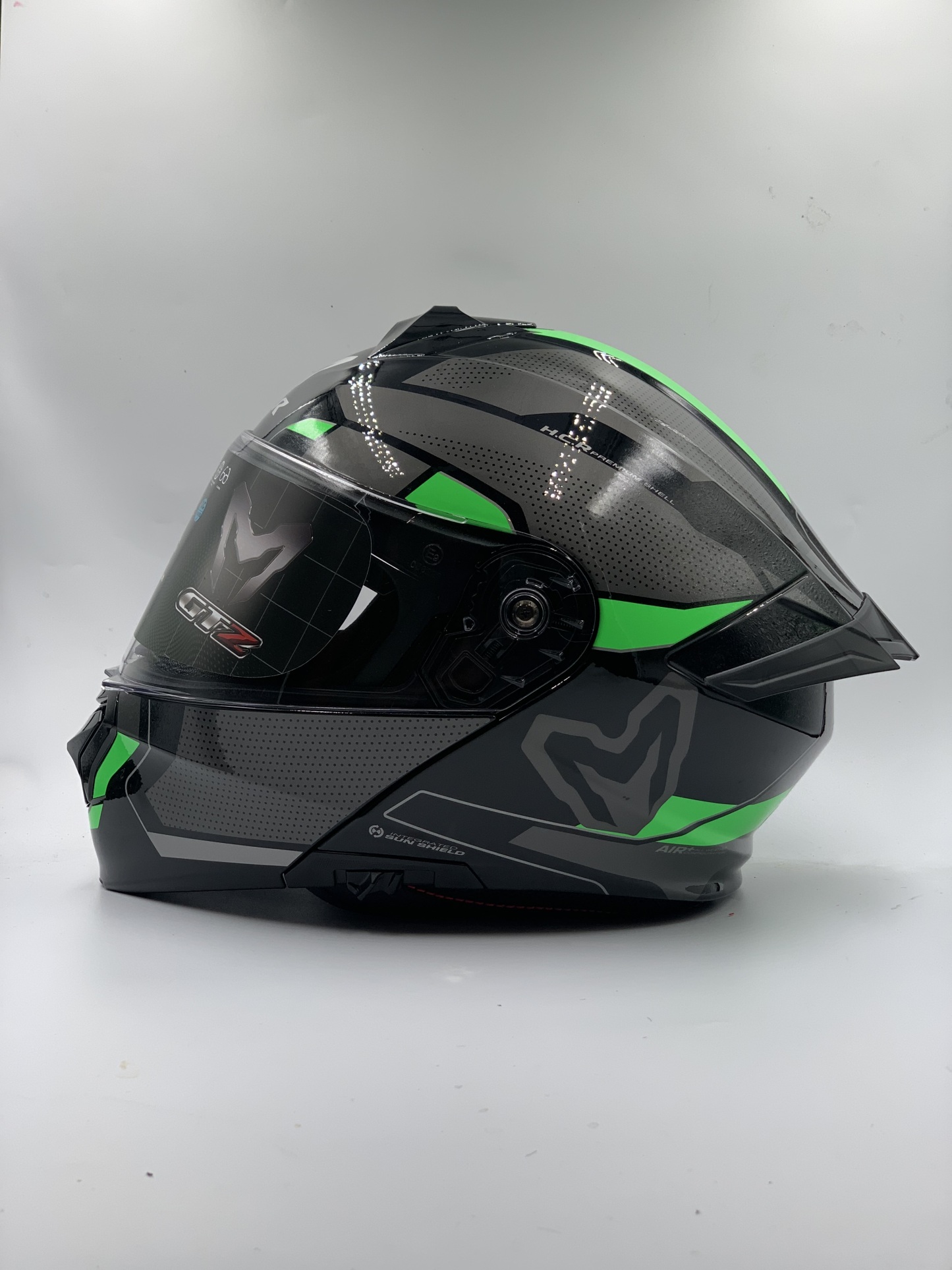 MHR Helmet Fullface Flip-Up GTZ Glossy Black/Green Graphic