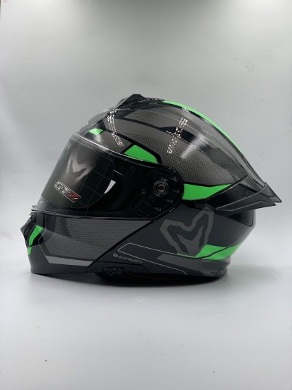 MHR Helmet Fullface Flip-Up GTZ Glossy Black/Green Graphic