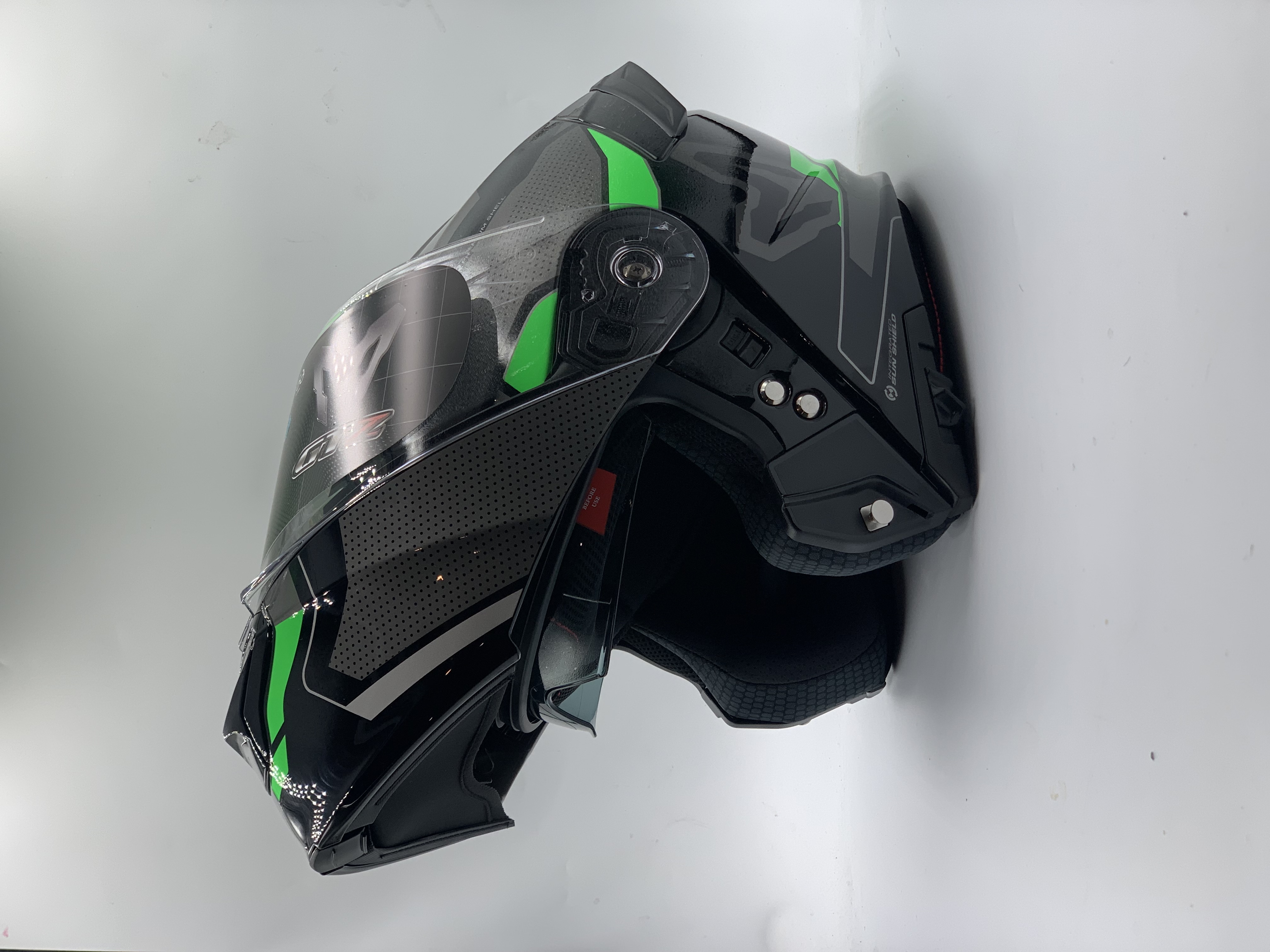 MHR Helmet Fullface Flip-Up GTZ Glossy Black/Green Graphic