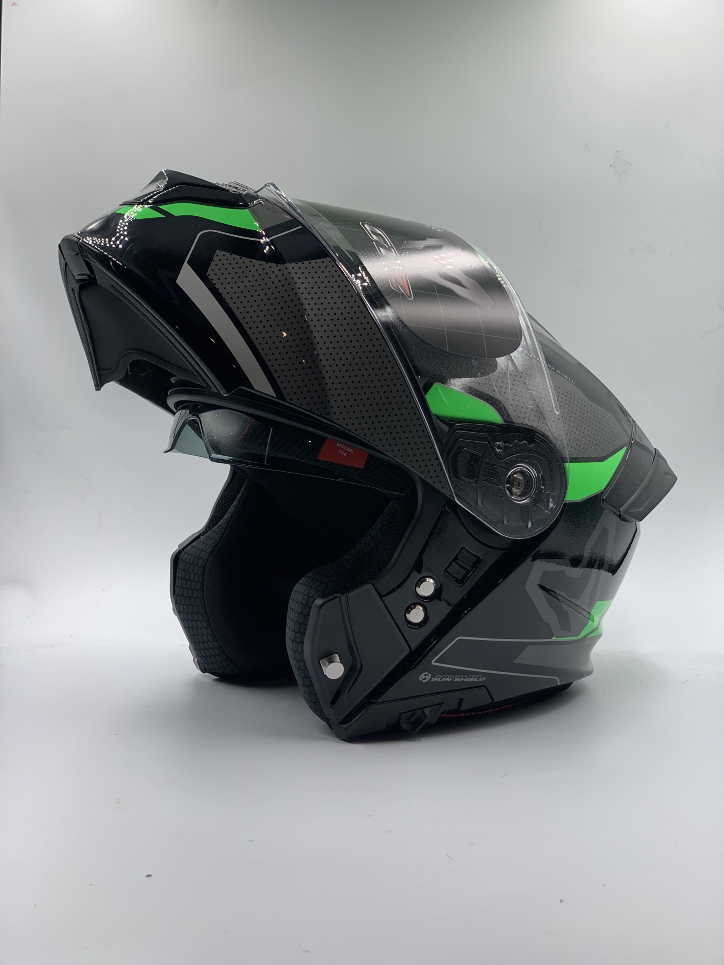 MHR Helmet Fullface Flip-Up GTZ Glossy Black/Green Graphic