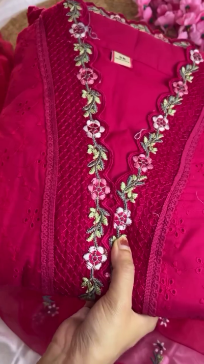 Mustard Embroidered Silk Blend Straight Suit With Dupatta