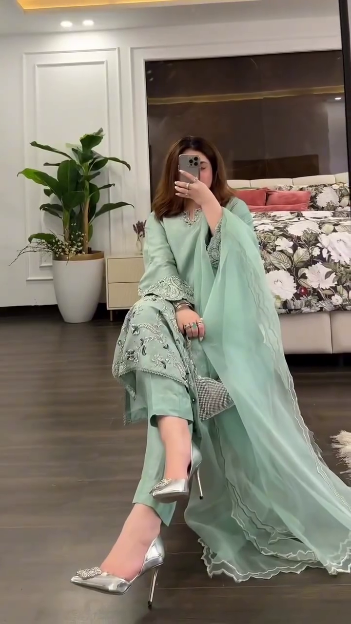 Elegant Blue & Grey Georgette Embroidery Sequence Salwar Suit – A Perfect Blend of Tradition and Glamour