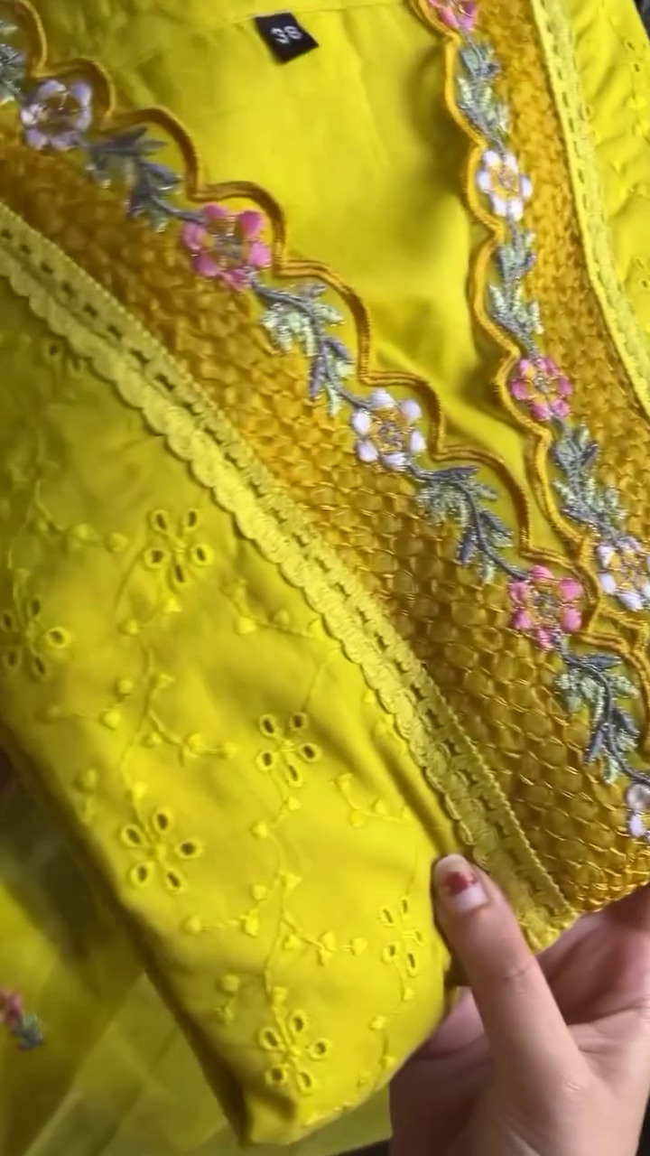 Mustard Embroidered Silk Blend Straight Suit With Dupatta
