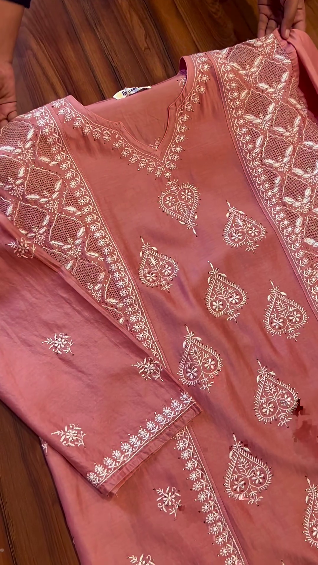 Mulmul Organza Paniz Orange Kurta With Mulmul Cotton Paniz Orange Pant