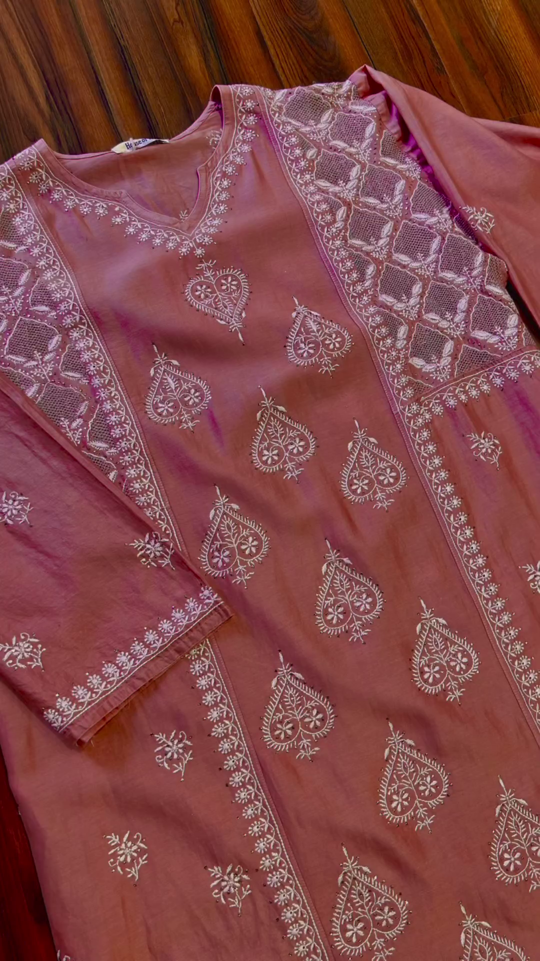 Mulmul Organza Paniz Orange Kurta With Mulmul Cotton Paniz Orange Pant