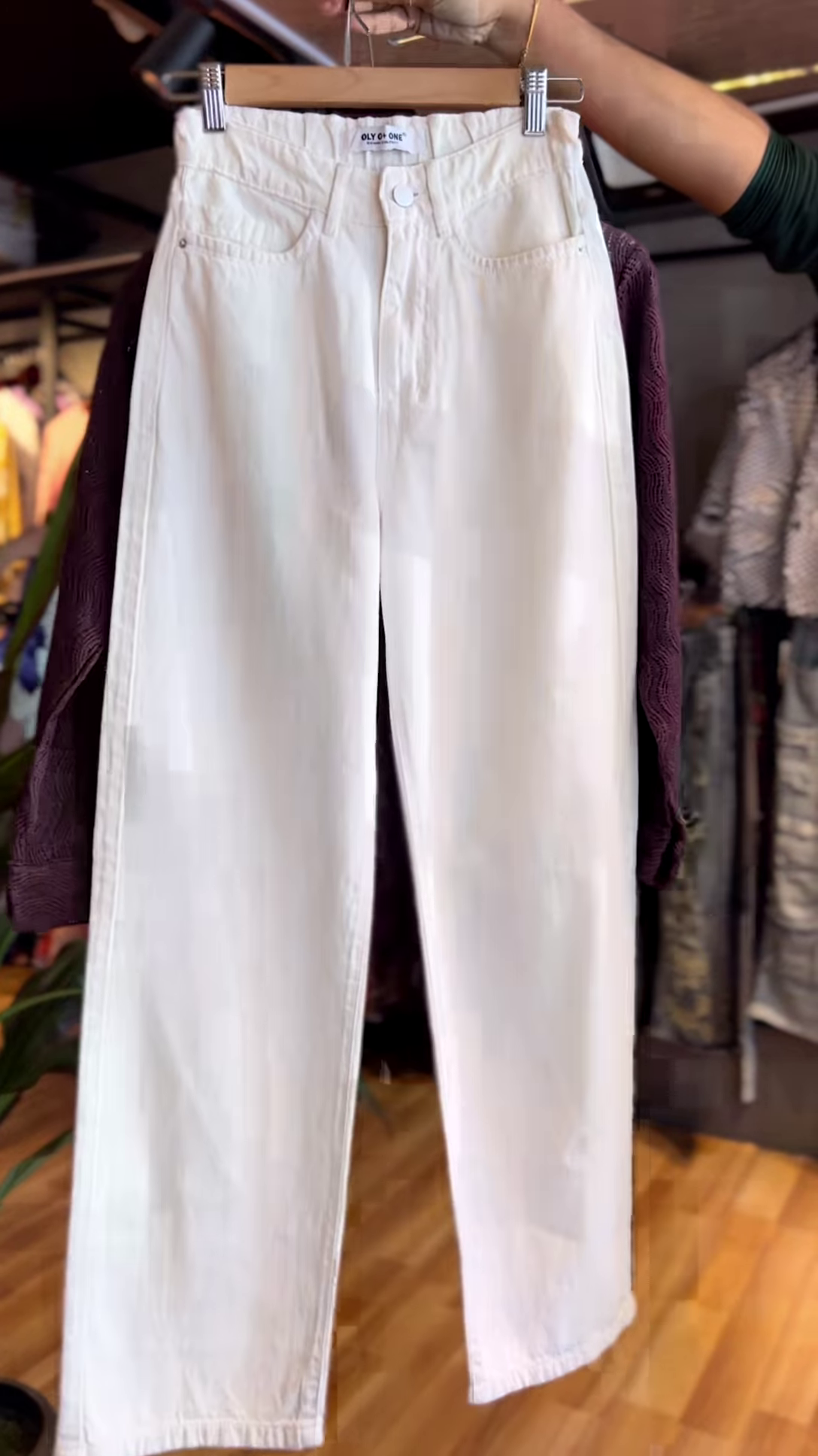 Wine Textured Shirt & White Wide-Leg Pants – Sophisticated Elegance with a Modern Twist