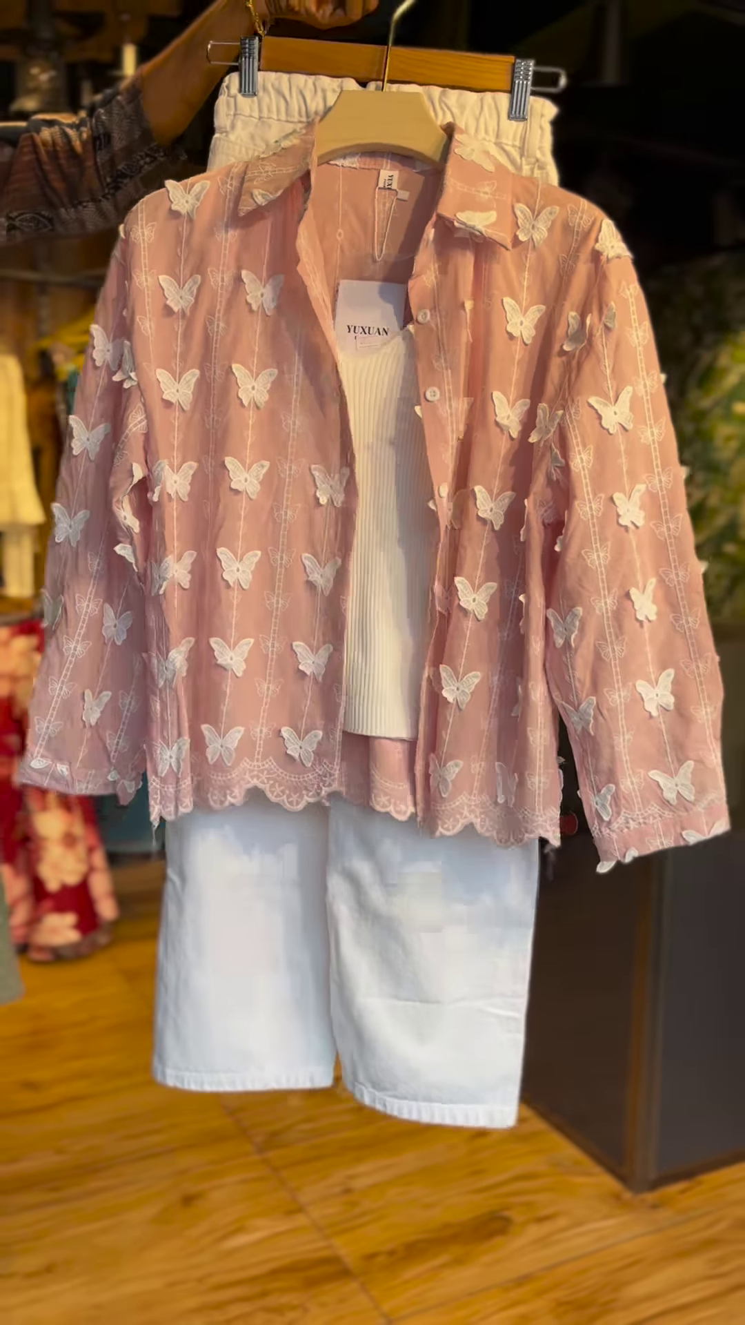 Blush Pink Butterfly Lace Jacket Co-ord Set – Elegant & Dreamy