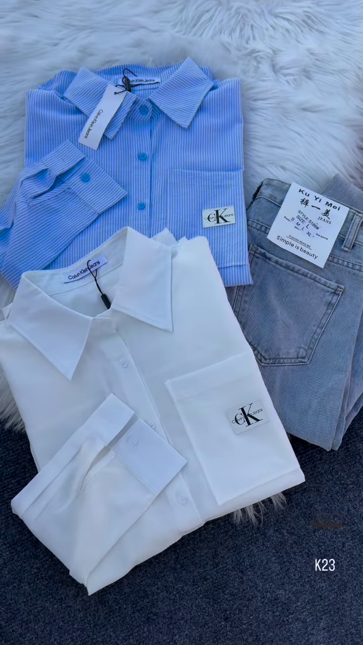 Classic Striped & Solid Button-Down Shirt – Effortlessly Chic