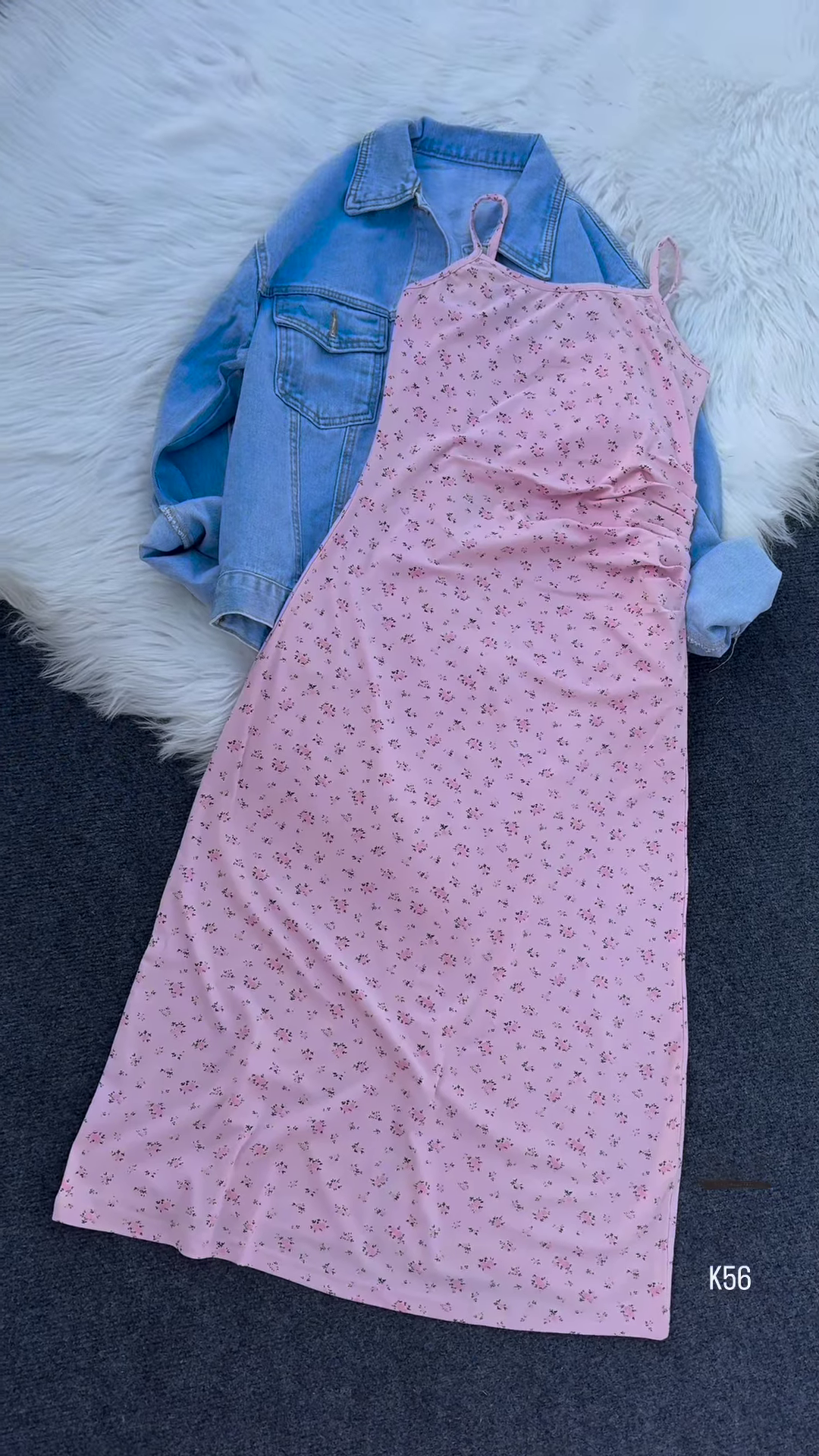 Casual Floral Midi Dress with Denim Jacket – Effortless Chic