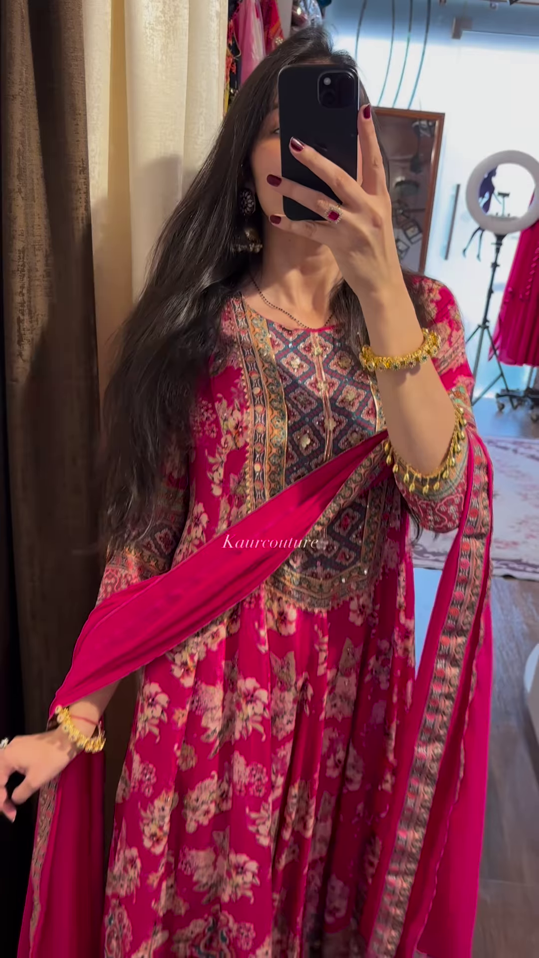 Royal Blue & Red Ethnic Elegance – Timeless Floral & Mirror Work