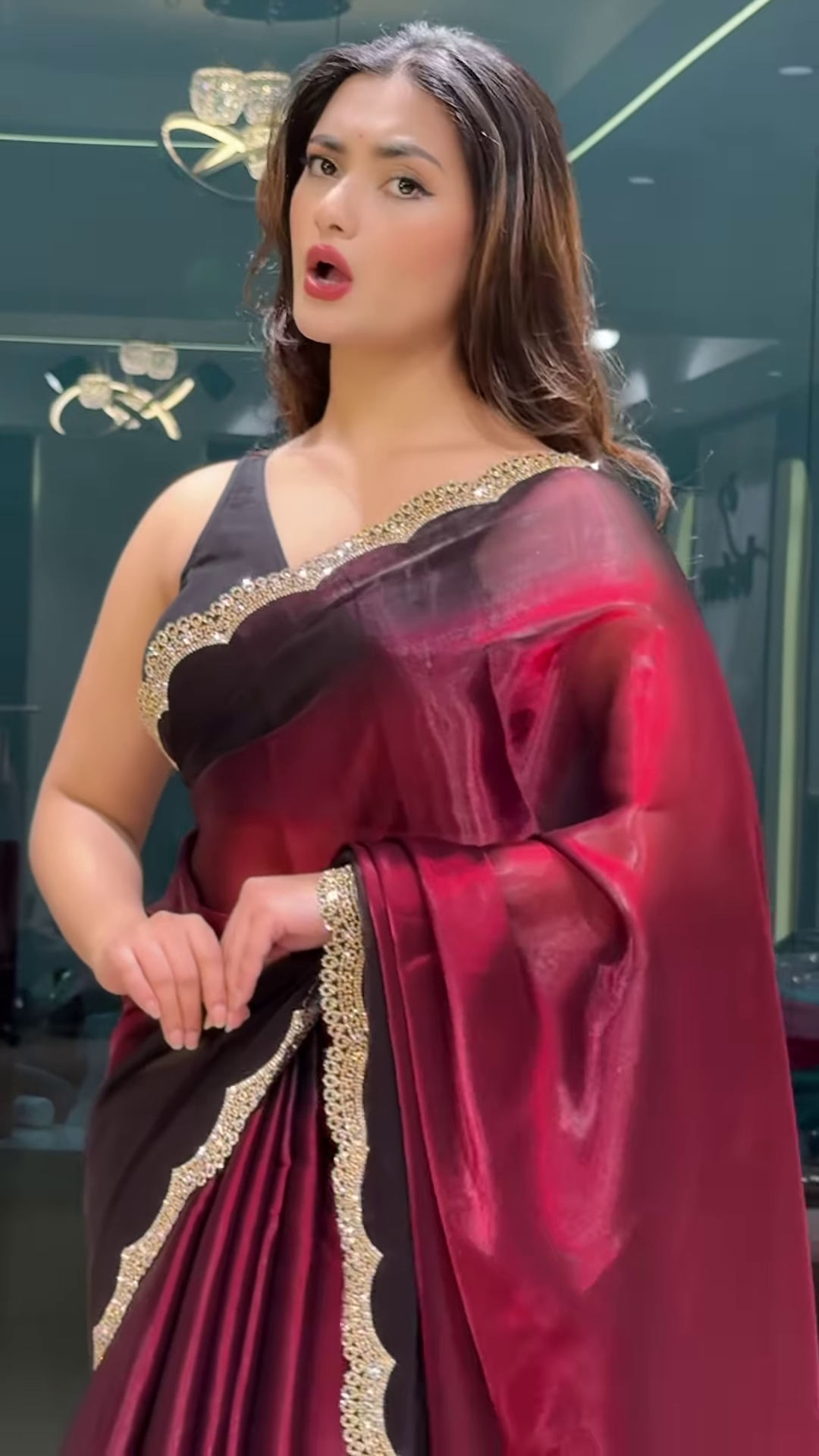 Midnight Elegance – A Statement Black & Red Silk Saree