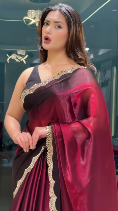 Midnight Elegance – A Statement Black & Red Silk Saree