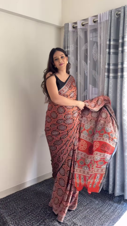 🌿 Tribal Fusion Multicolor Saree – A Timeless Artistic Statement 🌿